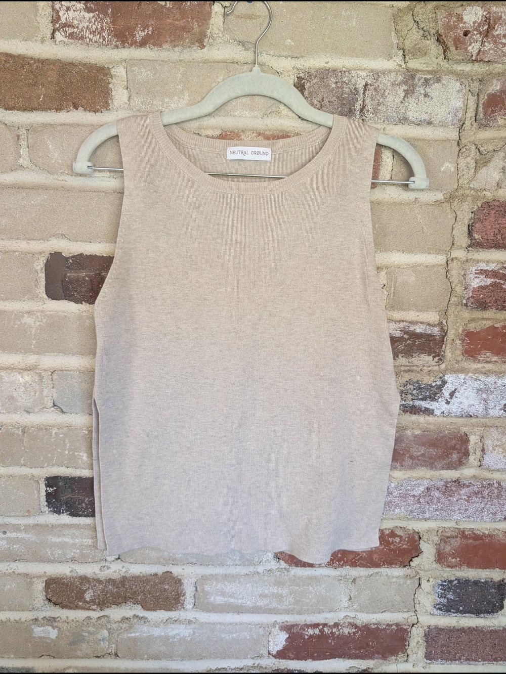 Neutral Ground Cream Knit Tank Top